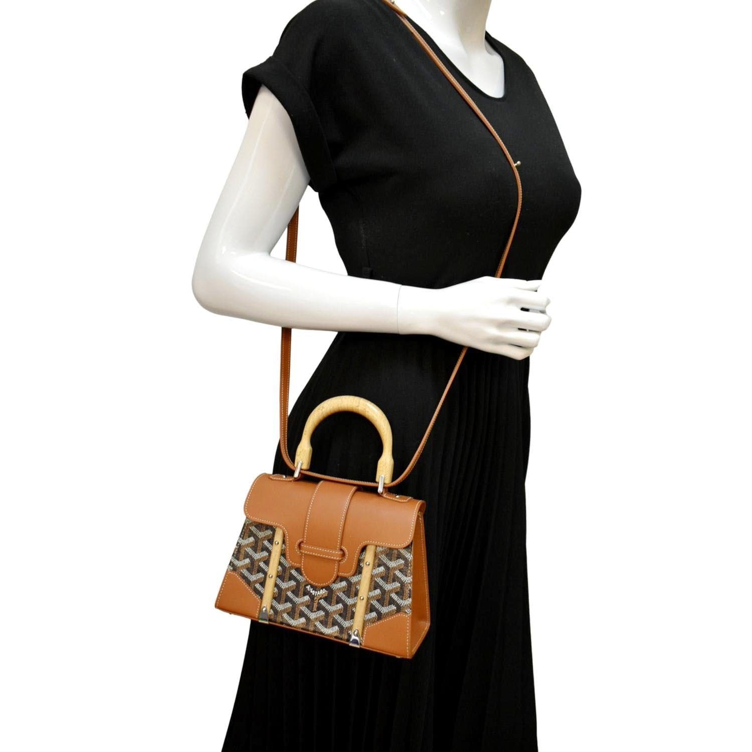 Goyard, Bags, Authentic Goyard Saigon Top Handle Mini Brown Leather  Crossbody Bag