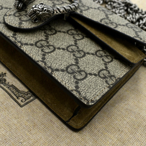 GUCCI Dionysus Super Mini GG Supreme Canvas Crossbody Bag Taupe 476432