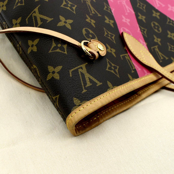 LOUIS VUITTON Neverfull MM V Grenade Monogram Canvas Tote Shoulder Bag Brown