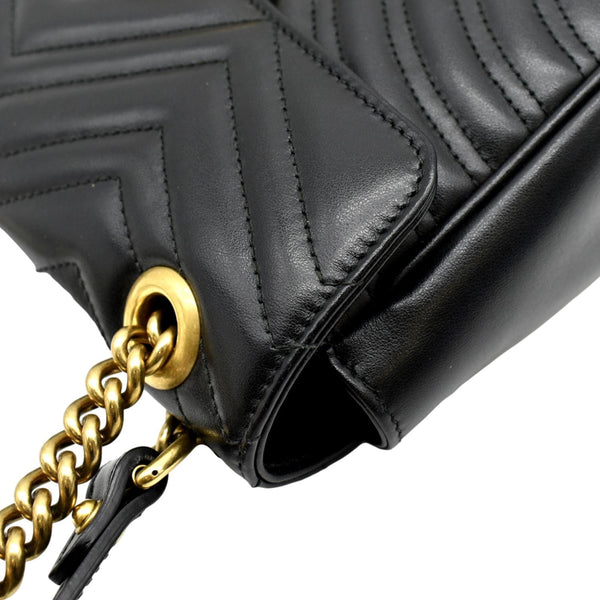 GUCCI GG Marmont Small Matelasse Leather Crossbody Bag Black 443497