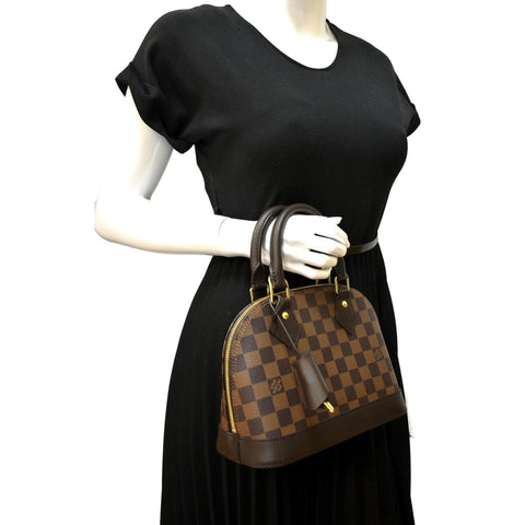 LOUIS VUITTON Alma BB Damier Ebene Satchel Crossbody Bag Brown