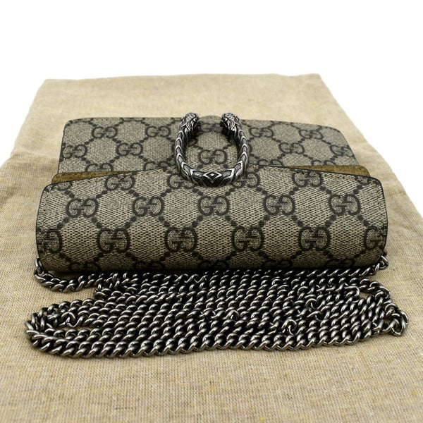 GUCCI Dionysus Super Mini GG Supreme Canvas Crossbody Bag Taupe 476432