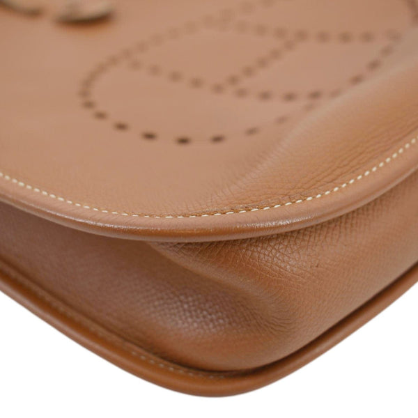 HERMES Evelyne PM III Clemence Leather Crossbody Bag Tan