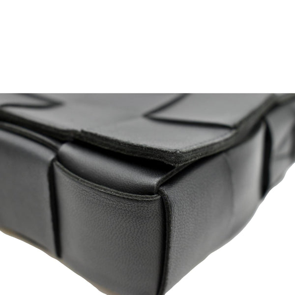 BOTTEGA VENETA Cassette Intreccio Leather Crossbody Bag Black