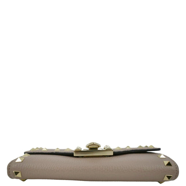 VALENTINO Garavani Small Rockstud Flap Leather Crossbody Bag Beige