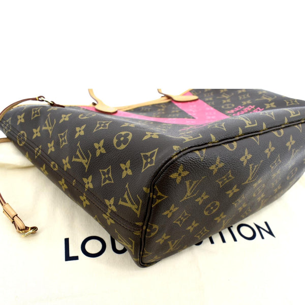 LOUIS VUITTON Neverfull MM V Grenade Monogram Canvas Tote Shoulder Bag Brown