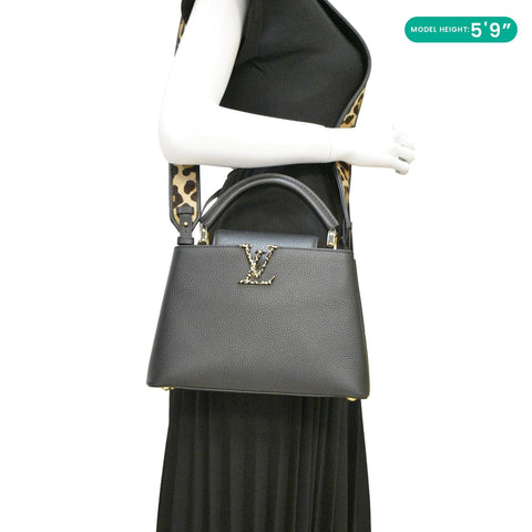 LOUIS VUITTON Capucines BB Leopard Taurillon Leather Shoulder Bag Black