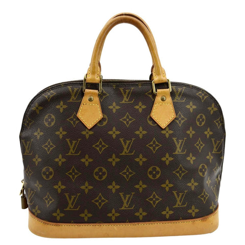 LOUIS VUITTON Alma  Monogram Canvas Satchel Crossbody Bag Brown
