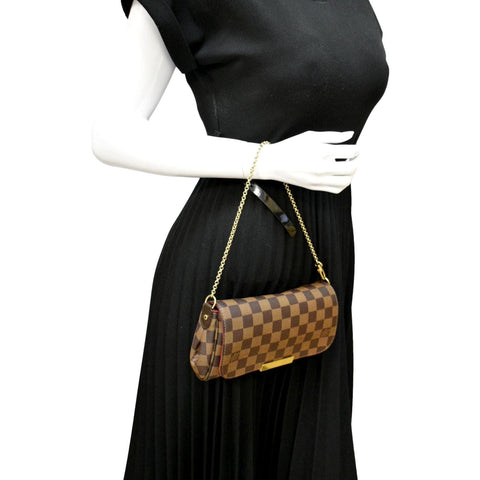 LOUIS VUITTON  Favorite PM Damier Ebene Shoulder Bag Brown