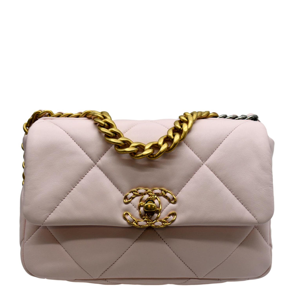 CHANEL Lambskin Quilted Medium Chanel 19 Flap Light Pink 1139912