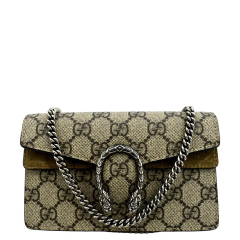 GUCCI Dionysus Super Mini GG Supreme Canvas Crossbody Bag Taupe 476432