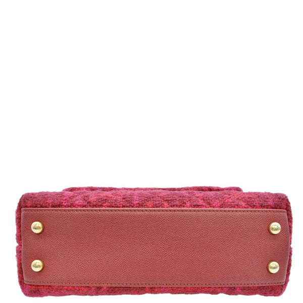CHANEL Coco Top Handle Tweed Shoulder Bag Pink