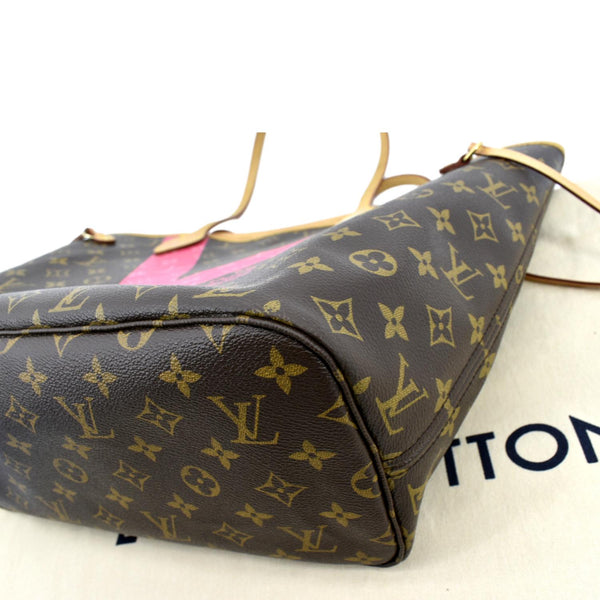 LOUIS VUITTON Neverfull MM V Grenade Monogram Canvas Tote Shoulder Bag Brown