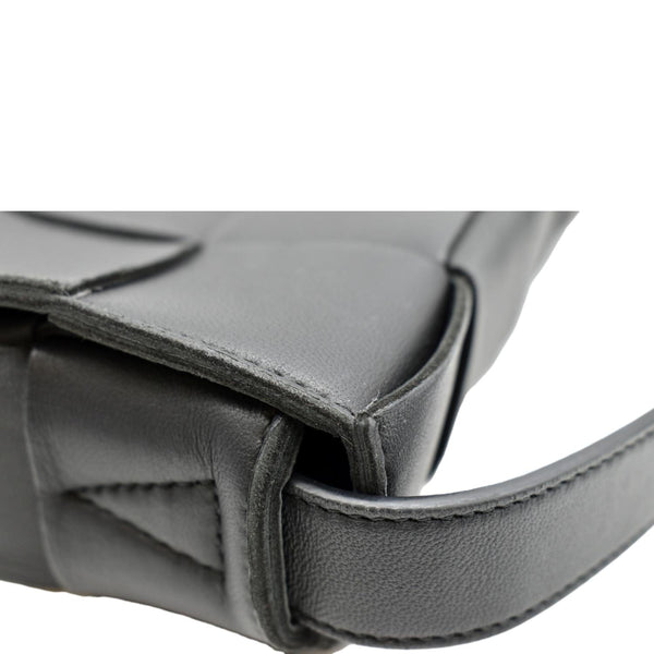 BOTTEGA VENETA Cassette Intreccio Leather Crossbody Bag Black