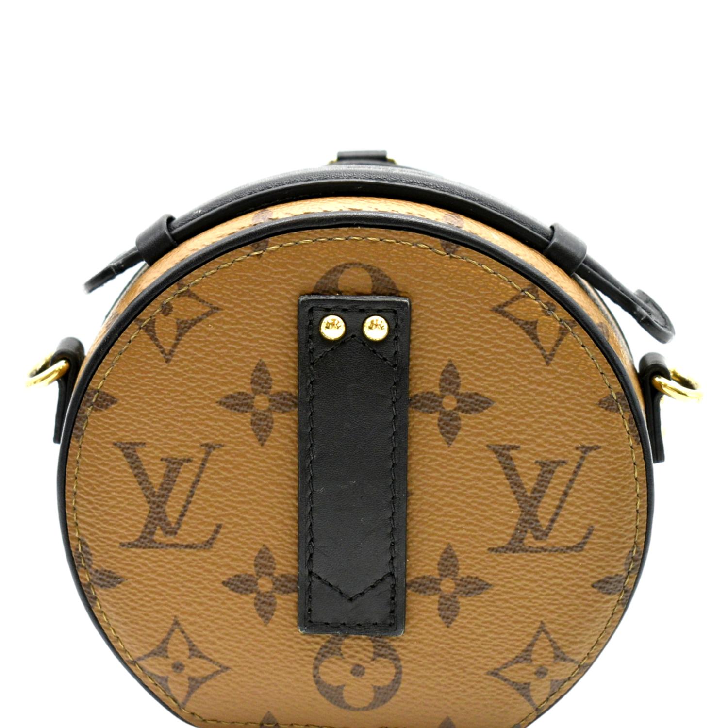 Louis Vuitton Petite Boite Chapeau Monogram Reverse Black in Coated  Canvas/Calfskin with Gold-tone - US