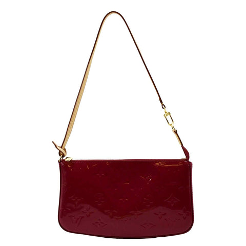 LOUIS VUITTON Pochette Accessoires Monogram Vernis Pouch Bag Red