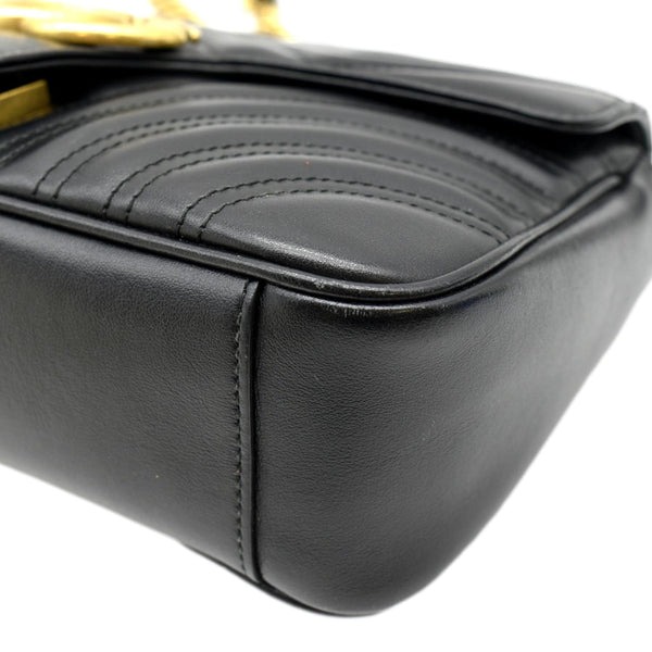 GUCCI GG Marmont Small Matelasse Leather Crossbody Bag Black 443497