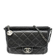 CHANEL Classic Flap with Zip Pocket Quilted Leather Satchel Shoulder Bag Black