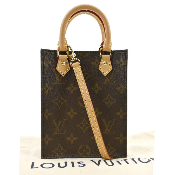 LOUIS VUITTON Petit Sac Plat Monogram Canvas Shoulder Bag Brown