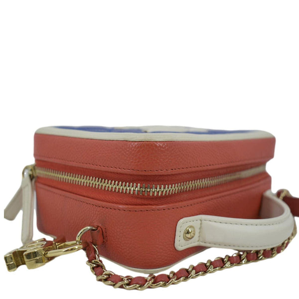 CHANEL Filigree Quilted Caviar Leather Top Handle Vanity Case Blue