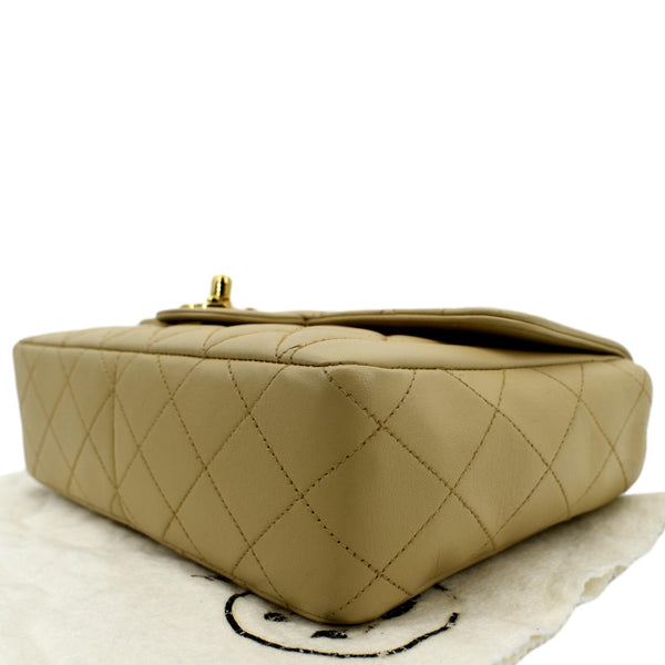 CHANEL Medium Quilted Lambskin Leather Flap Shoulder Bag Beige