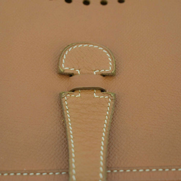 HERMES Evelyne PM III Clemence Leather Crossbody Bag Tan