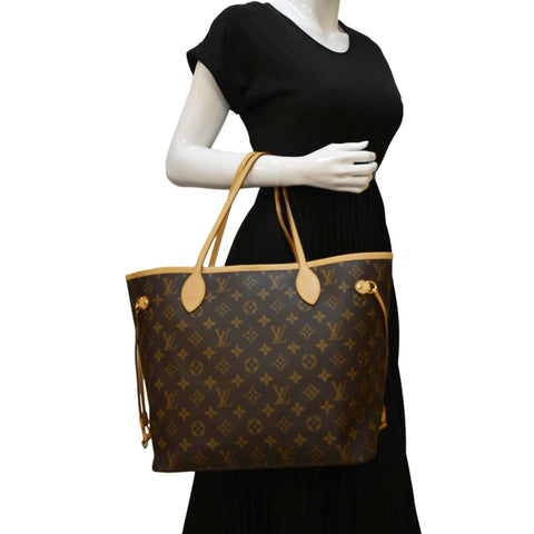 LOUIS VUITTON Neverfull MM Monogram Canvas Tote Bag Brown