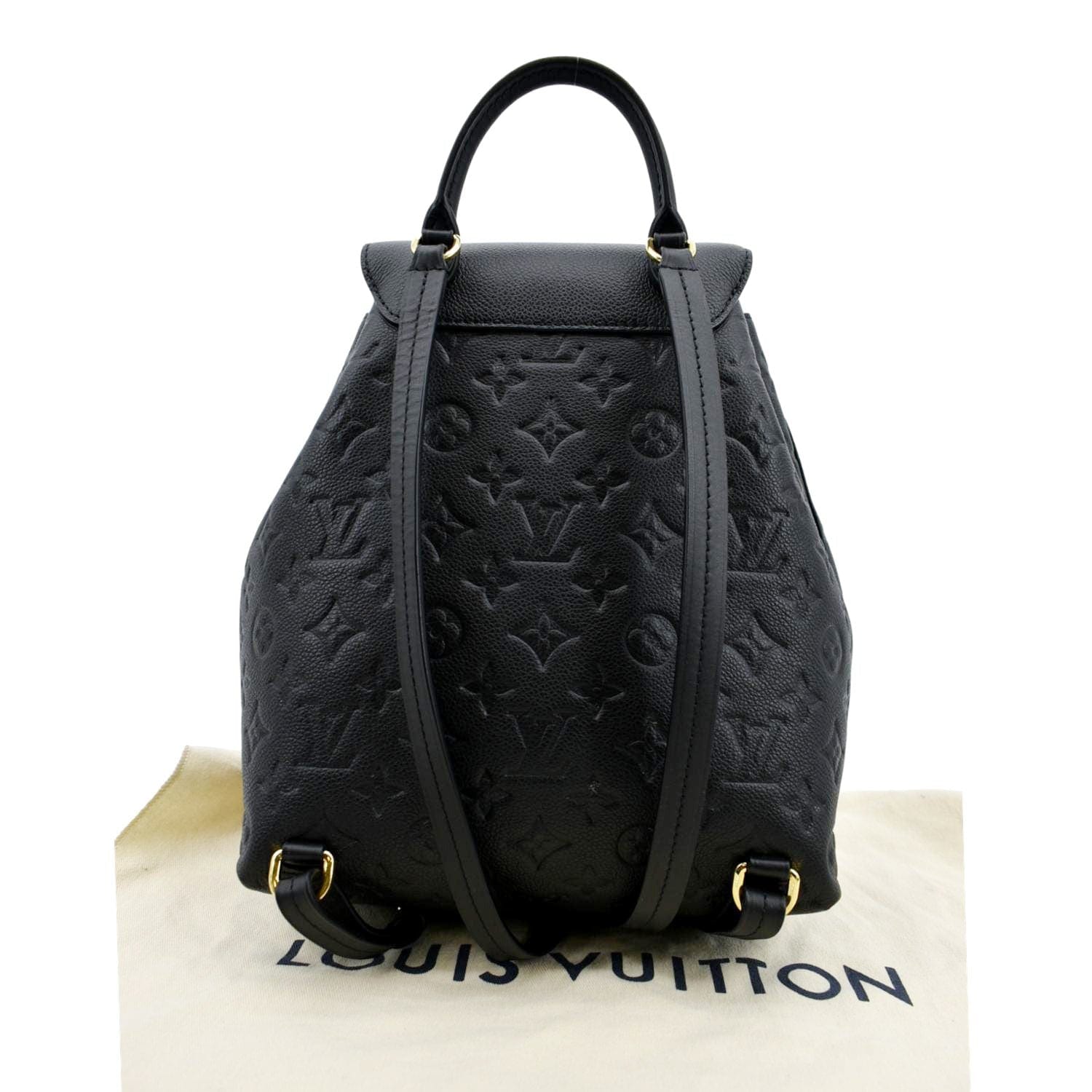 black louis vuitton backpack with gold plate Louis Vuitton Montsouris NM PM Leather Backpack