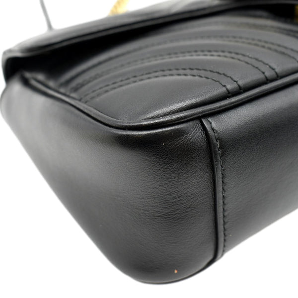 GUCCI GG Marmont Small Matelasse Leather Crossbody Bag Black 443497