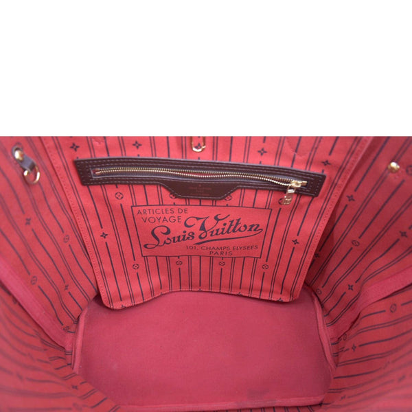 LOUIS VUITTON Neverfull MM Damier Ebene Shoulder Bag Brown