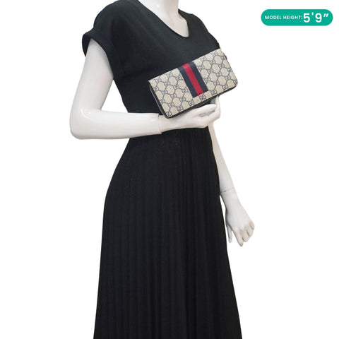 GUCCI GG Supreme Canvas Zip Around Wallet White 408831