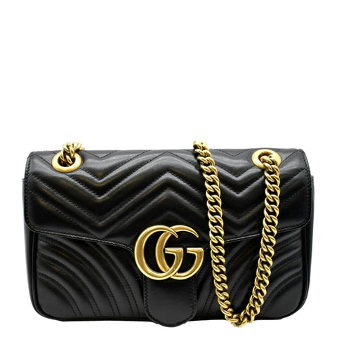 GUCCI GG Marmont Small Matelasse Leather Crossbody Bag Black 443497