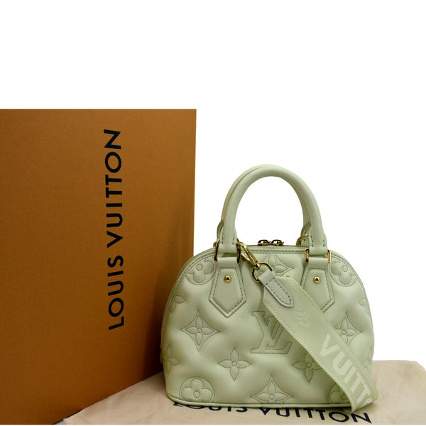 Louis Vuitton Alma BB Bubblegram Leather Satchel Bag in green color