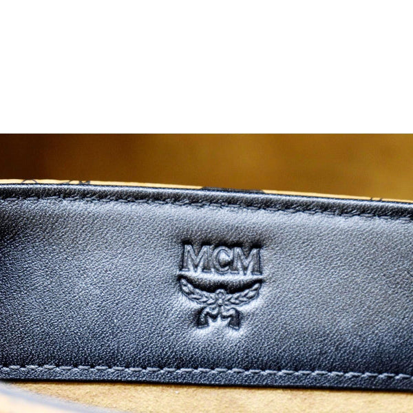 MCM Portuna Visetos Monogram Canvas Crossbody Bag in Cognac Color - Stamp