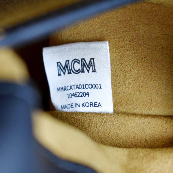 MCM Portuna Visetos Monogram Canvas Crossbody Bag in Cognac Color - Tag