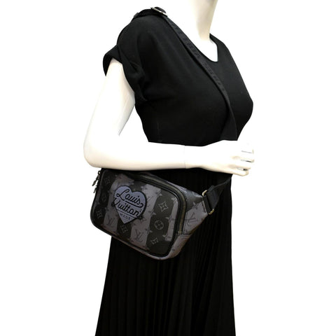 LOUIS VUITTON Modular Sling Monogram Eclipse Shoulder Bag Black