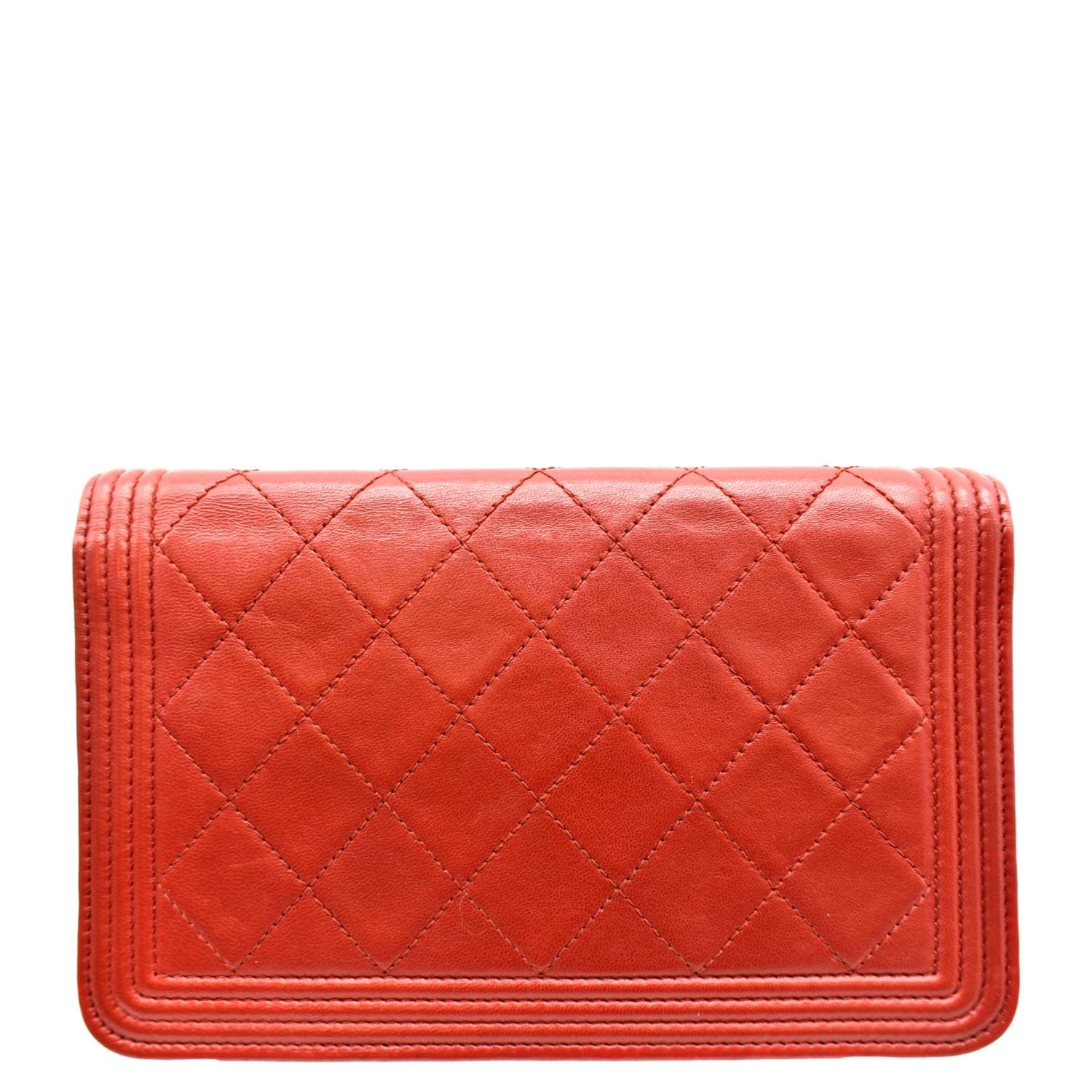 CHANEL WOC Quilted Calfskin Leather Crossbody Wallet Red
