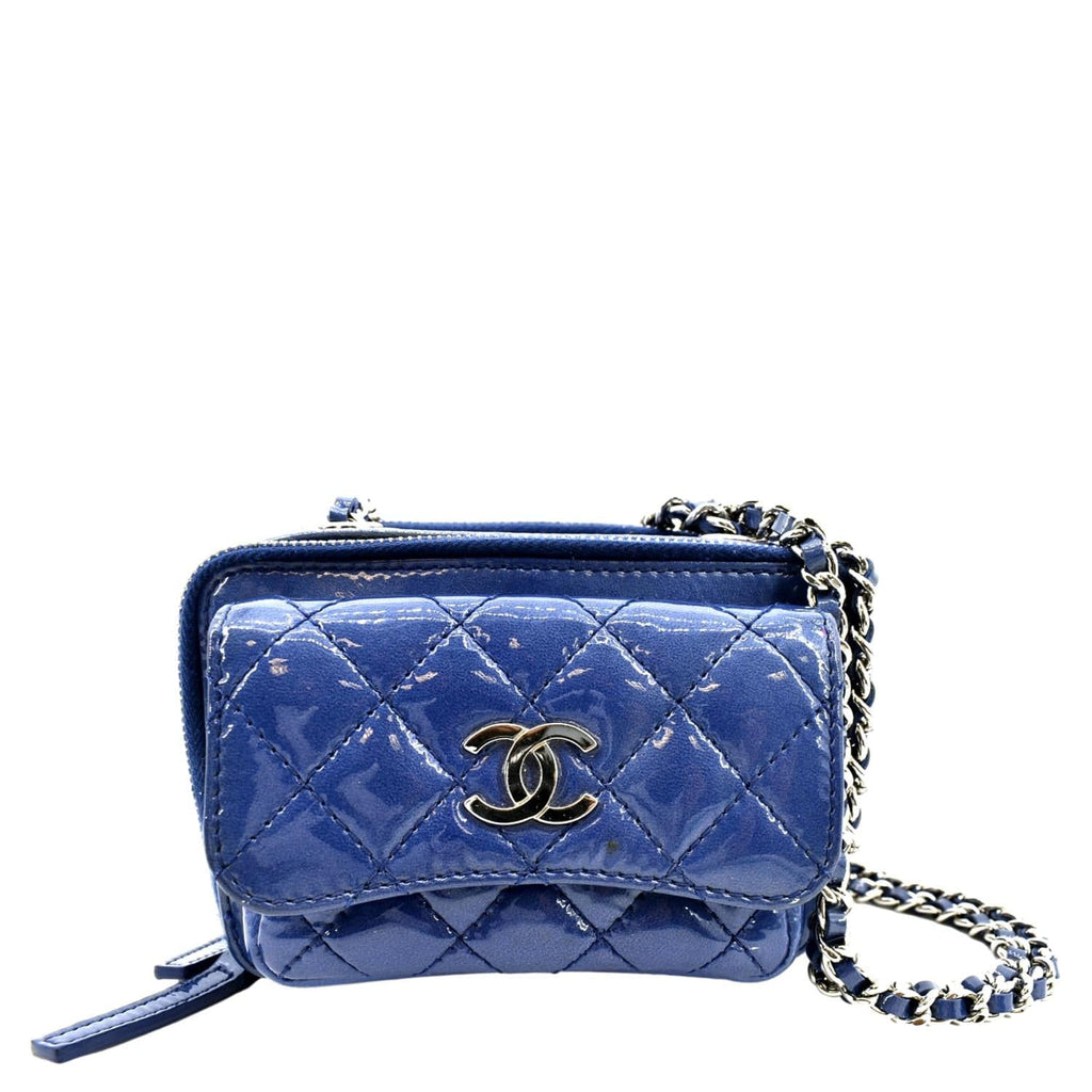 Chanel Quilted Patent New Clutch - Blue Clutches, Handbags