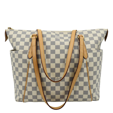 LOUIS VUITTON Totally MM Damier Azur Shoulder Bag White