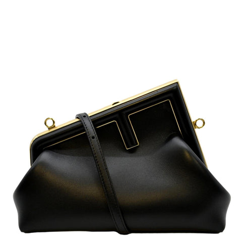 FENDI First Leather Shoulder Bag Black