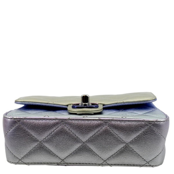 CHANEL Gradient Metallic Quilted Calfskin Leather Clutch Bag Silver