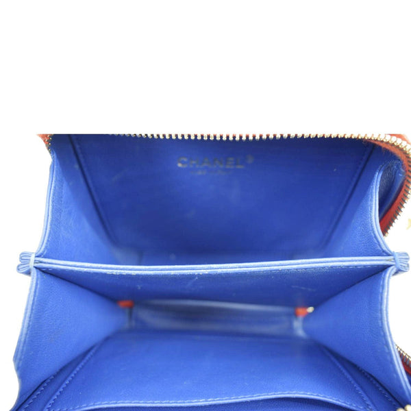 CHANEL Filigree Quilted Caviar Leather Top Handle Vanity Case Blue