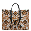 LOUIS VUITTON Onthego GM Crafty Monogram Giant Canvas Shoulder Bag Caramel
