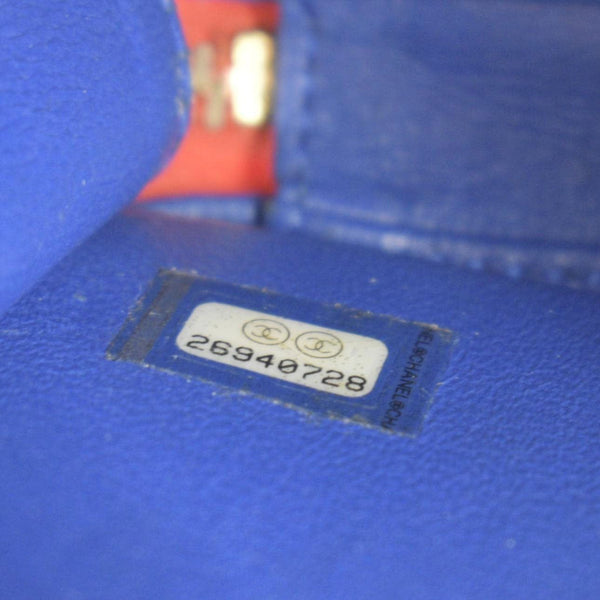 CHANEL Filigree Quilted Caviar Leather Top Handle Vanity Case Blue