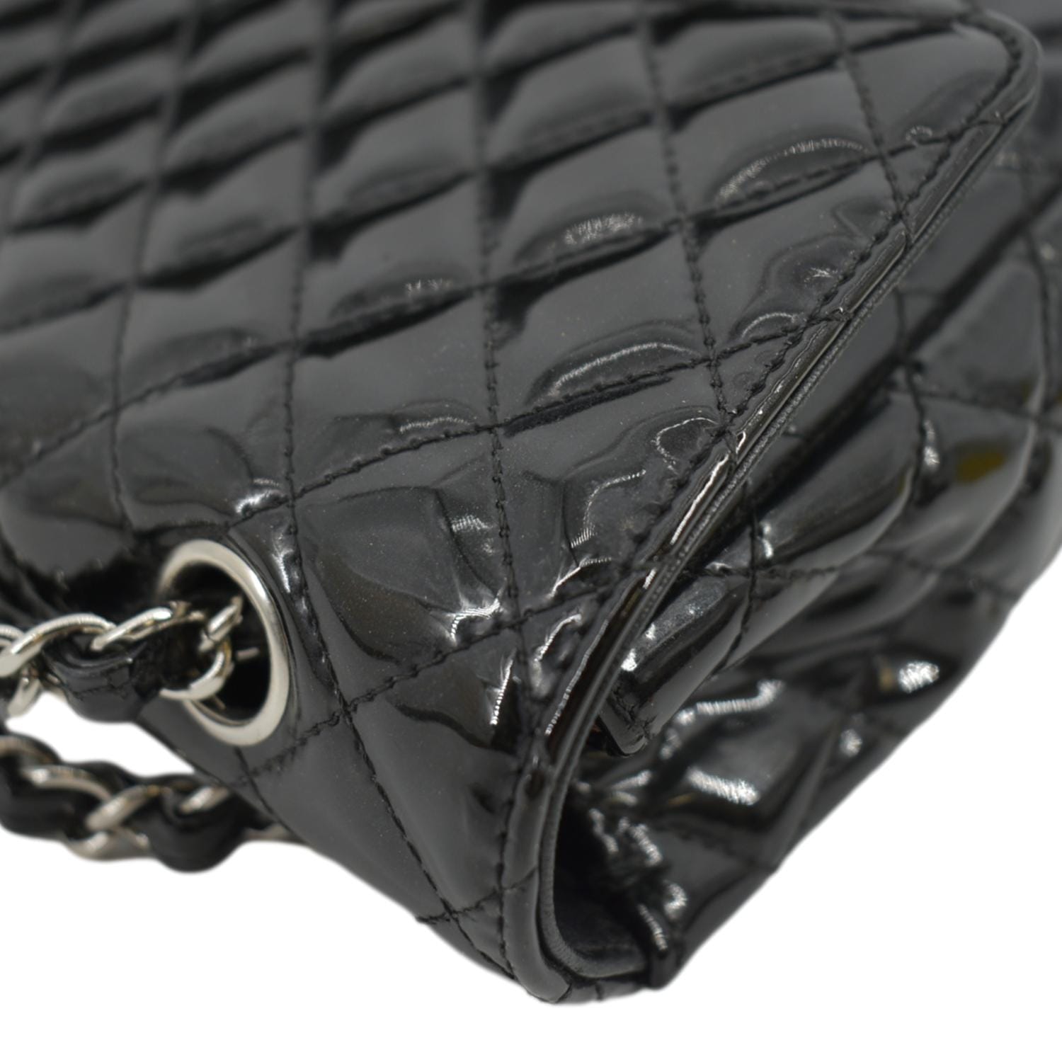 Chanel Medium Secret Label Patent Leather Flap Bag (SHG-34789