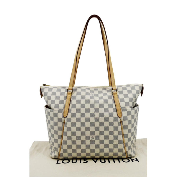 LOUIS VUITTON Totally MM Damier Azur Shoulder Bag White