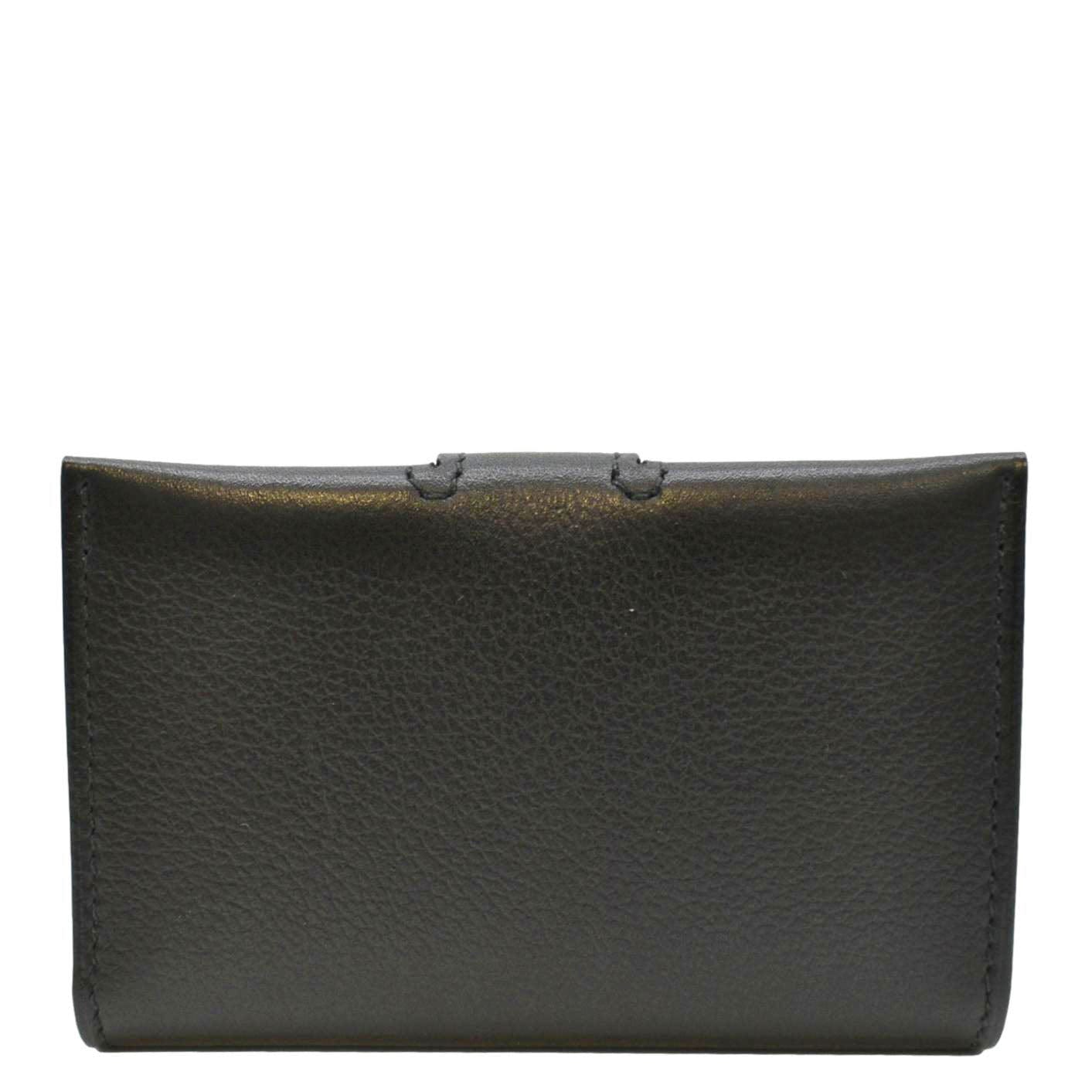 Hermes Leather Card Holder Wallet Black