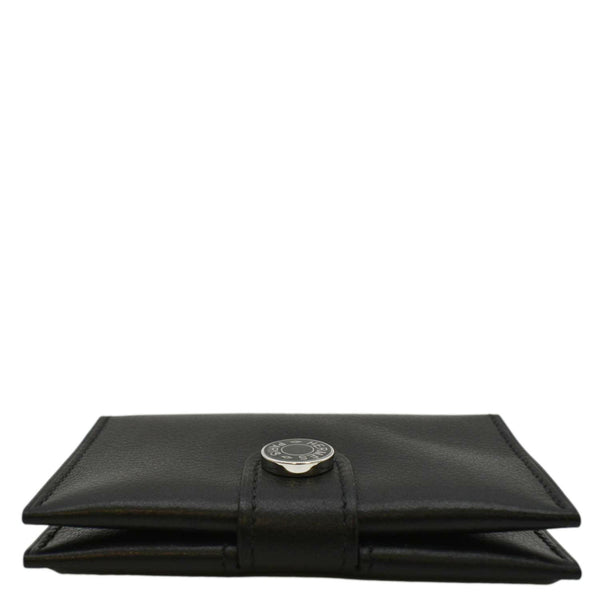 HERMES Leather Card Holder Wallet Black