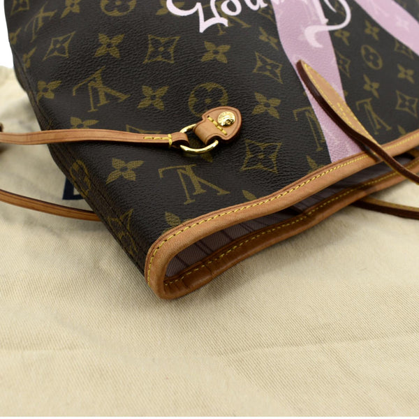 LOUIS VUITTON Neverfull Saint Tropez Monogram Canvas Tote Bag Rose Ballerine