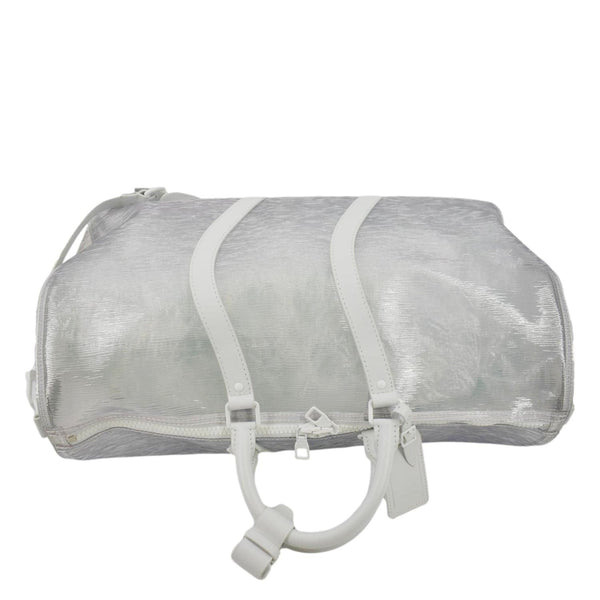 LOUIS VUITTON Wavy Keepall 50 Bandouliere Transparent Epi PVC Travel Bag White